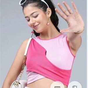 🌸 Pink and Light Pink Cutout Tank Top